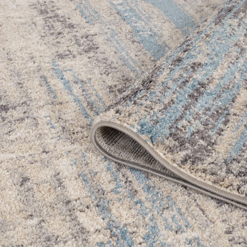 Avant Blue Abstract Power-Loom Area Rug 2' x 3'