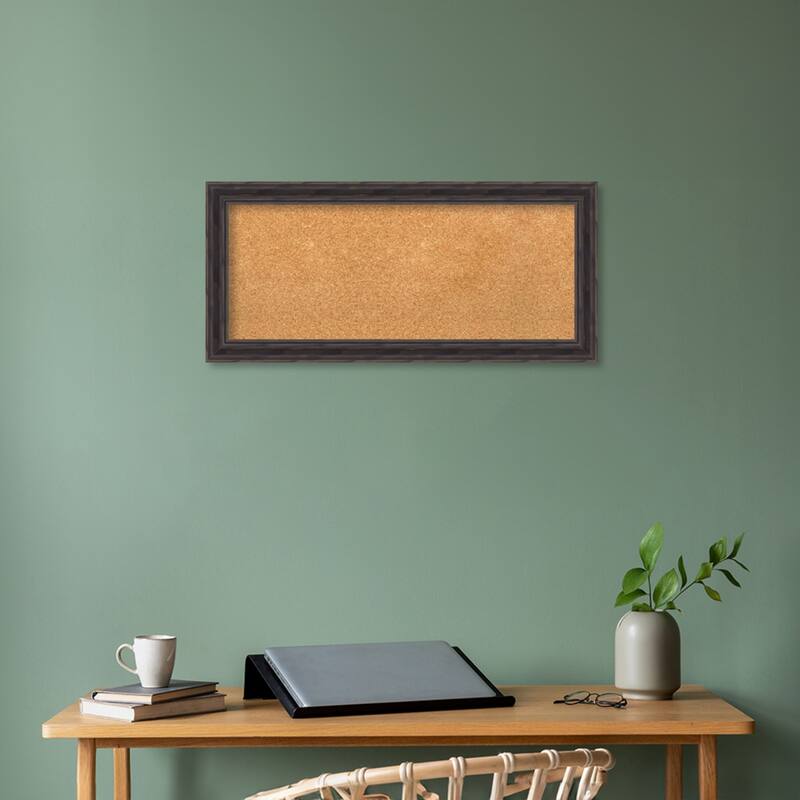Rustic Pine Narrow Wood Framed Natural Corkboard Bulletin Board