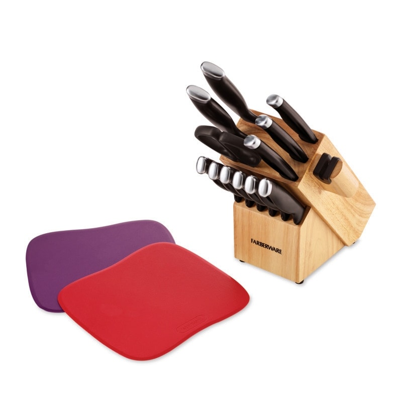 Farberware Edgekeeper 15-Piece Forged Knife Block Set Built-in Sharpener