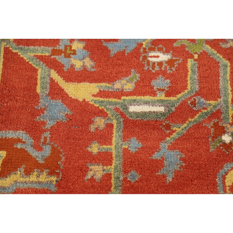 Hand Knotted Oriental 100% Wool Carpet Traditional Medallion Oranges & Rust Heriz (serapi) Area Rug - 9' 9'' X 7' 9''