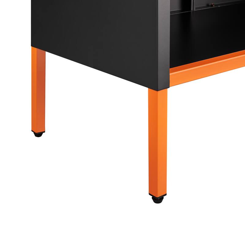 Anmytek Industrial Storage Cabinet Matte Black Perforated Metal Doors Organizer