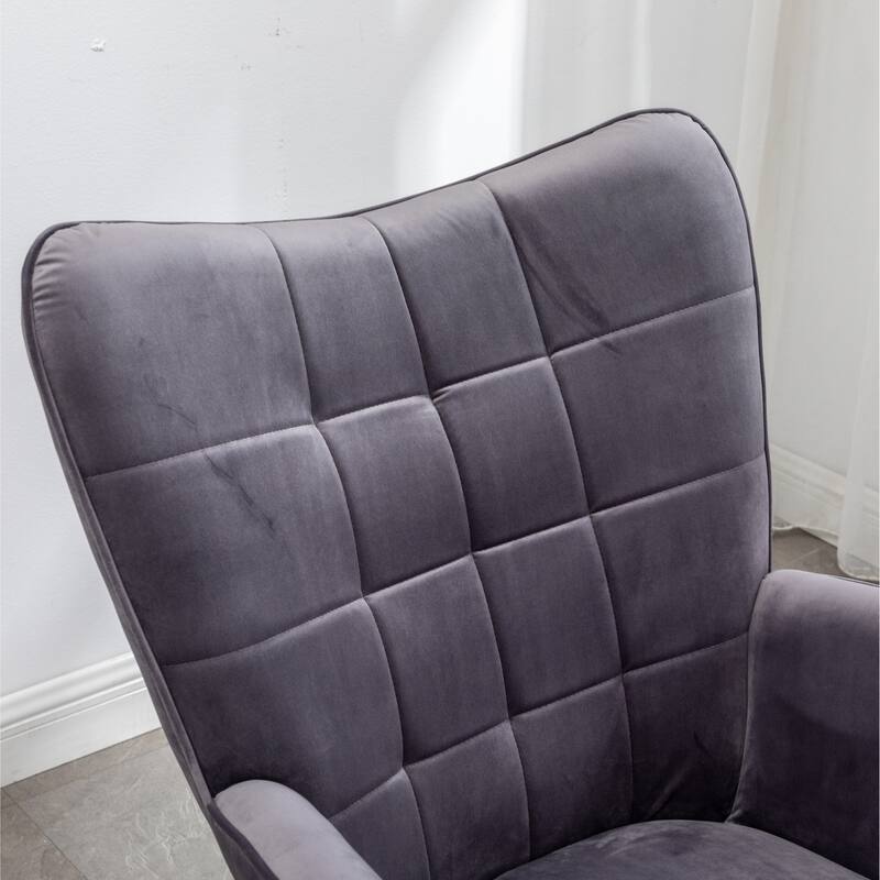 Gray 33" Polyester Button Tufted Accent Chair