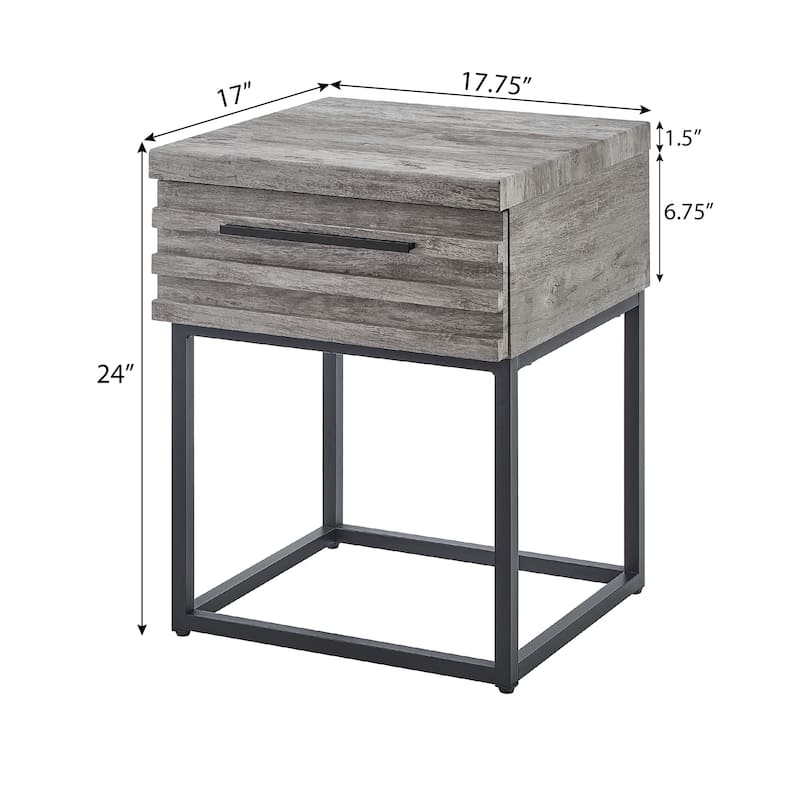 17.75" Modern Storage End table with Stylish Drawer and Metal Base for Living Room or Bedroom
