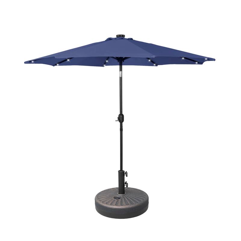 9' Solar Lighted Patio Umbrella with Bronze Base