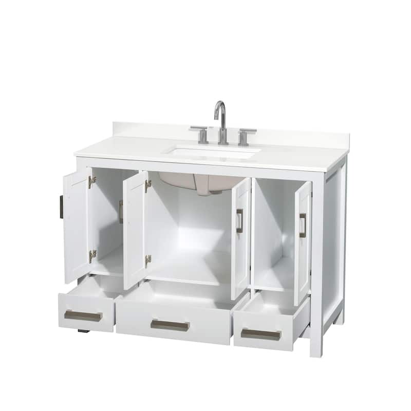 Sheffield 48-inch Single Vanity, 3 Hole Quartz Top