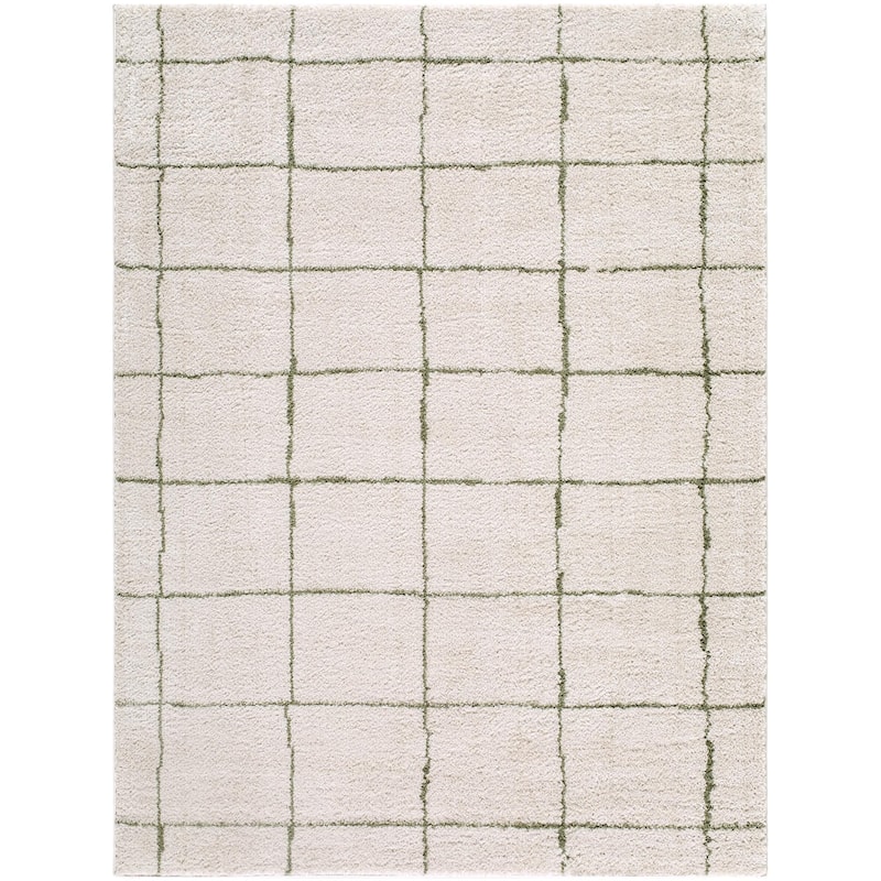 Elle Decor x Livabliss Rivoli Modern Area Rug - Cream/Green - 6'7" x 9'
