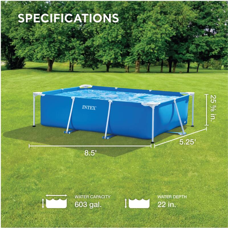 Intex 86" x 23" Rectangular Frame Above Ground Outdoor Splash Swimming Pool