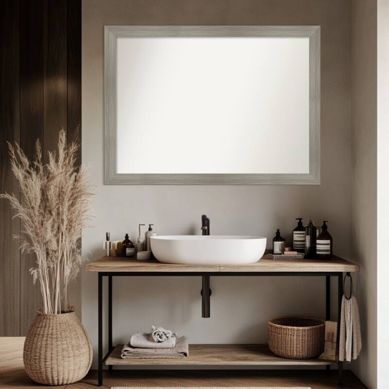 Grand Narrow Non-Beveled Framed Bathroom Vanity Wall Mirror