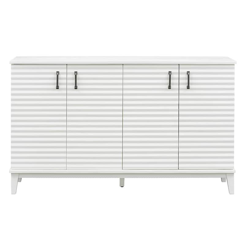 Sideboard with 4 Door Large Storage Buffet with Adjustable Shelves and Metal Handles
