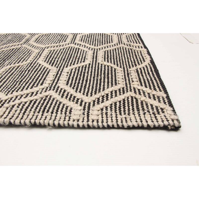 ECARPETGALLERY Braid weave Sienna Black Wool Rug - 5'1 x 7'4