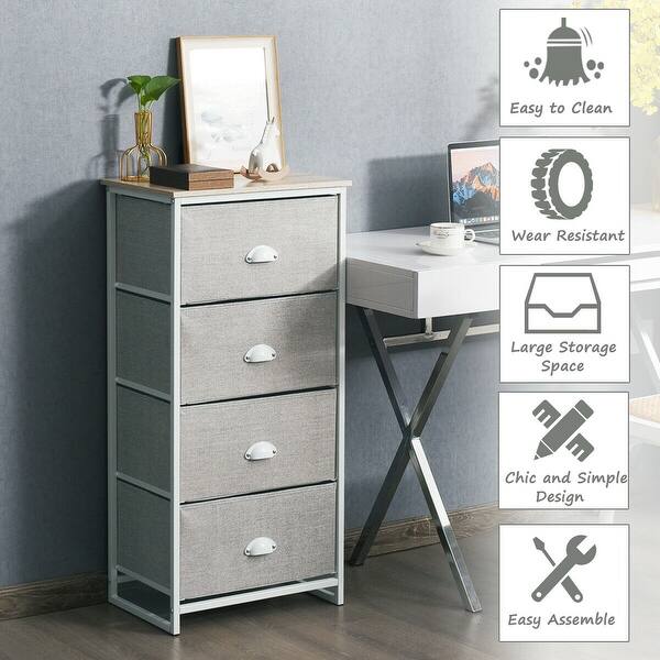Shop Gymax 4 Drawers Dresser Chest Storage Tower Side Table