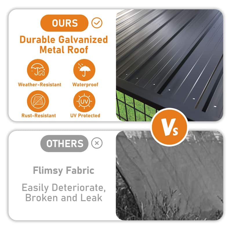 VEIKOUS Metal Chicken Coop for 15+ Chickens, Predator Proof Outdoor Chicken Cage with Galvanized Roof - 10.6 ft × 6.2 ft