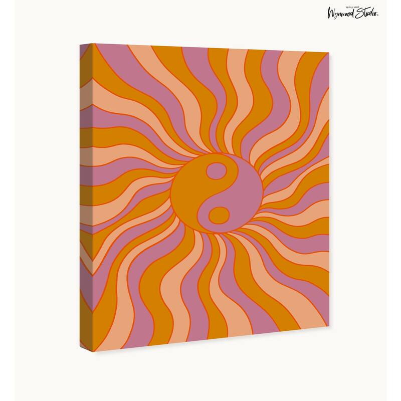 Wynwood Studio Canvas World and Countries Ying Yang Retro Purple Modern & Contemporary Wall Art Canvas Print