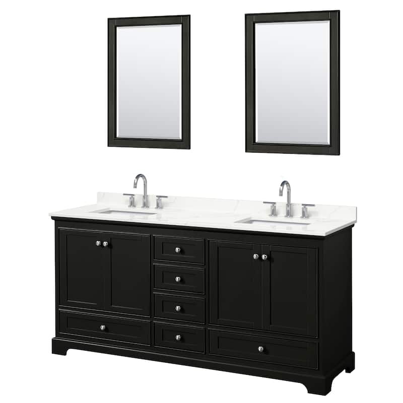 Deborah 72-inch Double Vanity, Quartz Top, 24-inch Mirrors