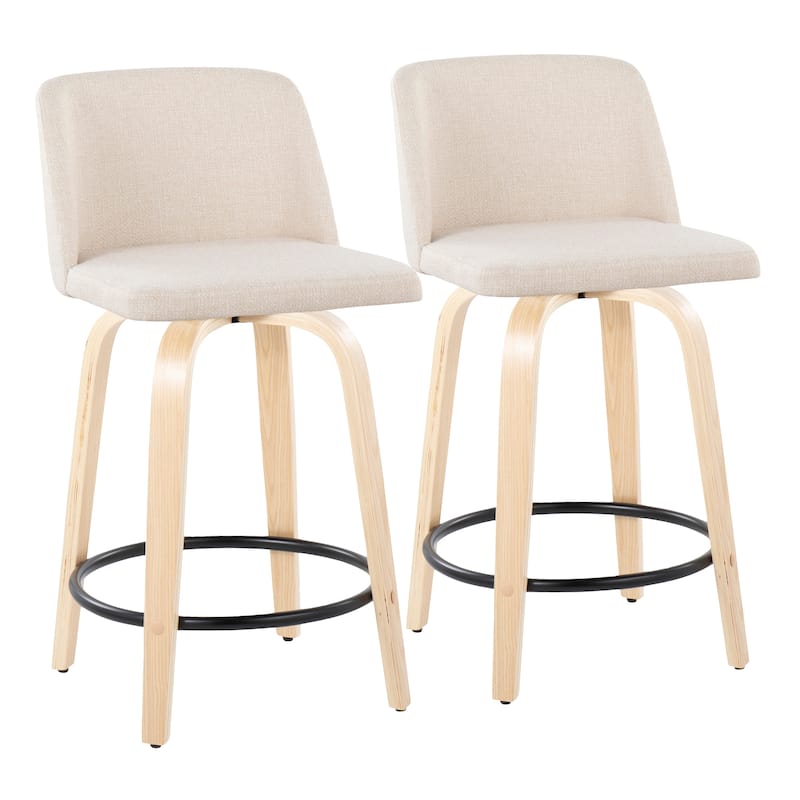 Carson Carrington Vallberga 24" Counter Stool with Natural Wood Base (Set of 2)