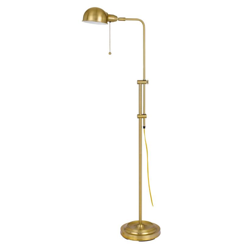 Adjustable Floor Lamp with Dome Shade and Pull Chain Switch - Brass