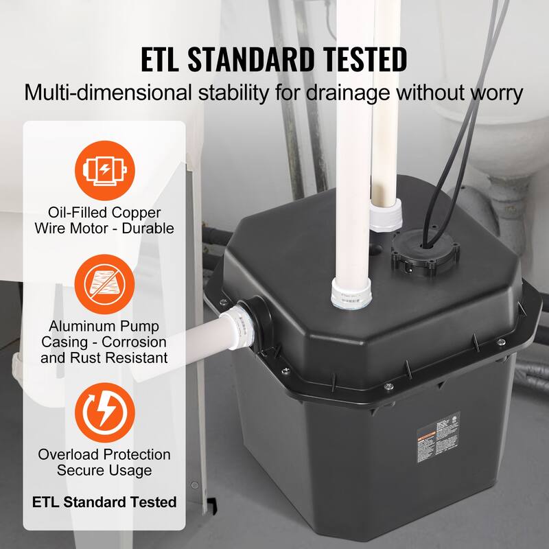 Utility Sink Pump System with 6 Gallon Basin, Automatic Utility/Laundry Sink Pump