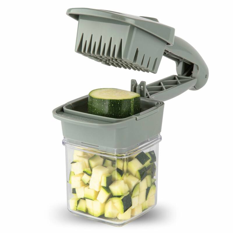 NutriChopper 7-Piece Handheld Vegetable and Fruit Chopper with 4 Blades and Container