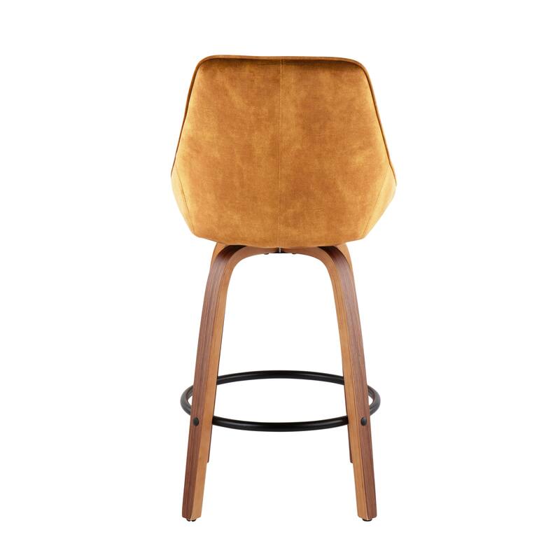 Carson Carrington Alba Velvet Counter Stool with Black Round Footrest (Set of 2)