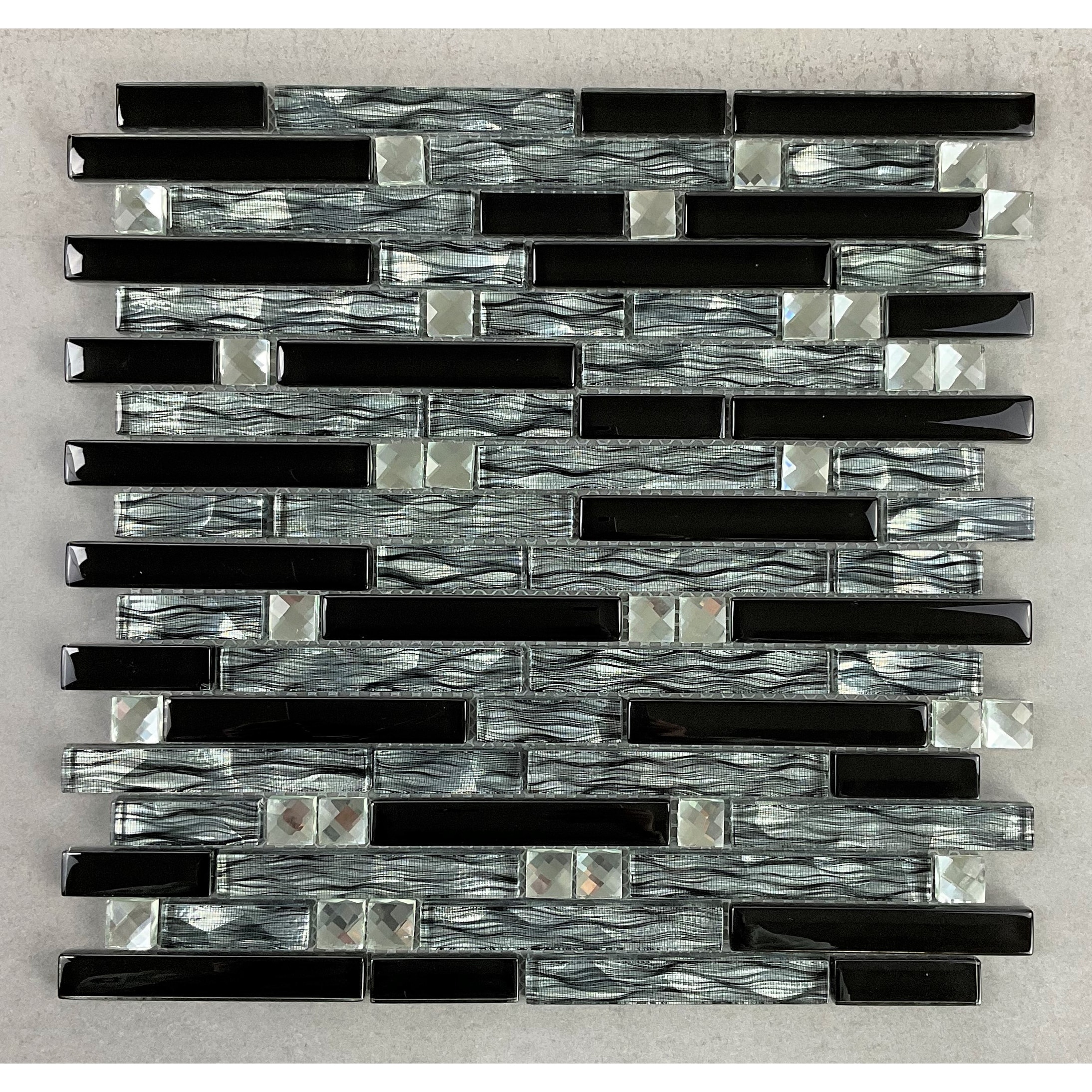 Random Sized Glass and Metal Linear Mosaic Wall Tile - Case (10 Sheets)
