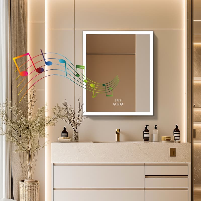 Mildewproof Aluminum Frame Bathroom Mirror Medicine Cabinet with Socket, Bluetooth Player