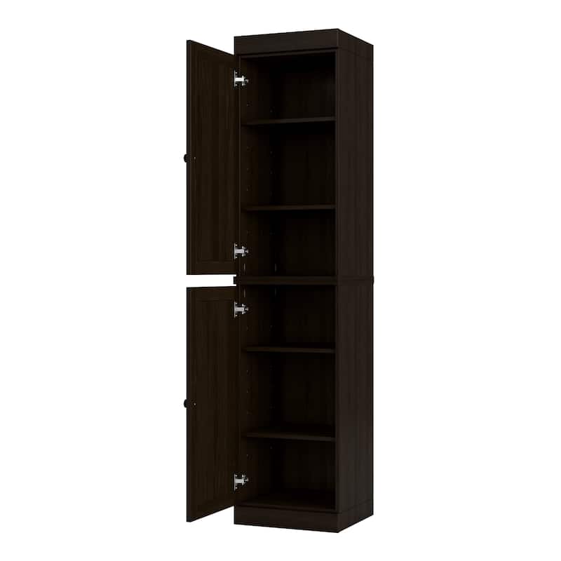 100% Solid Wood Tall Freestanding Bathroom Linen Cabinet with Doors, Adjustable Shelves, Modular Storage, 16.5" W x 71.5" H