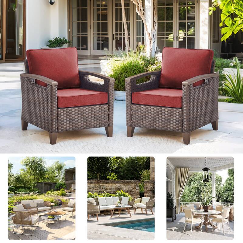 High Back Outdoor Patio Chairs Set of 2