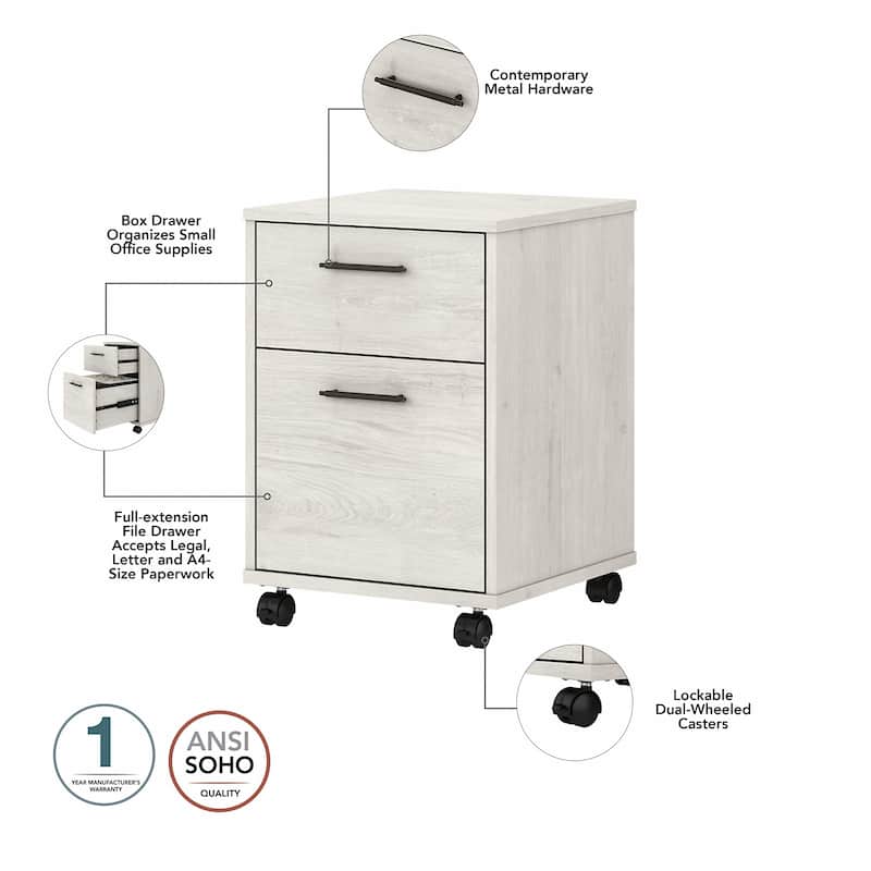 Key West 60W L Shaped Desk with Mobile File Cabinet by Bush Furniture