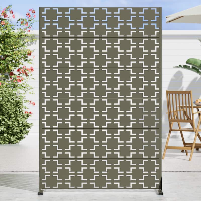 Dovelina 6ft.Outdoor Freestanding Metal Privacy Screen Decorative Garden Fence - 72"x47"