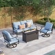 preview thumbnail 55 of 119, MAISON ARTS Outdoor Sofa Set 4/6-Piece Patio Conversation Set with 45'' Gas Fire Pit Table Set 2 - Blue