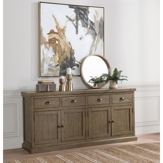 Caleb 4-Drawer 4-Door Reclaimed Pine Sideboard, Distressed Brown