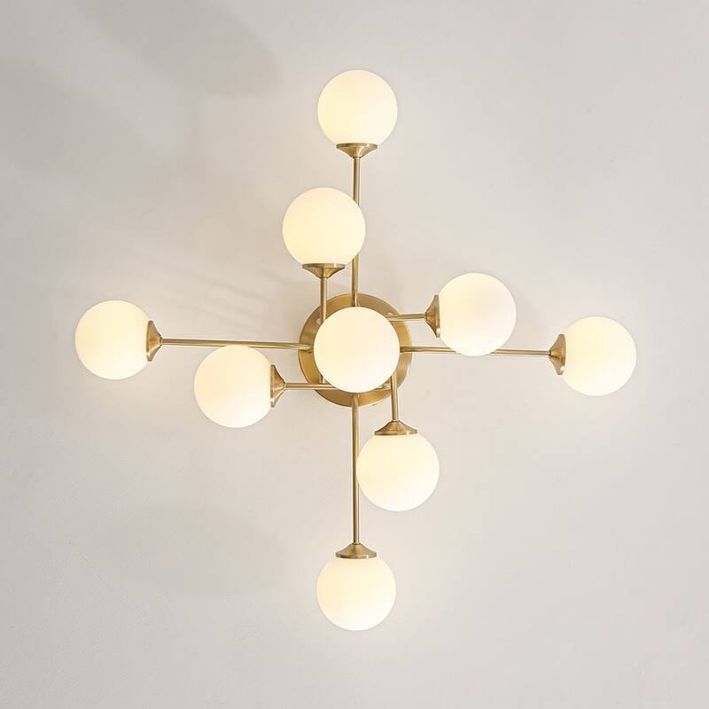 Linear Frosted Glass Globe Sputnik Semi Flush Ceiling Light