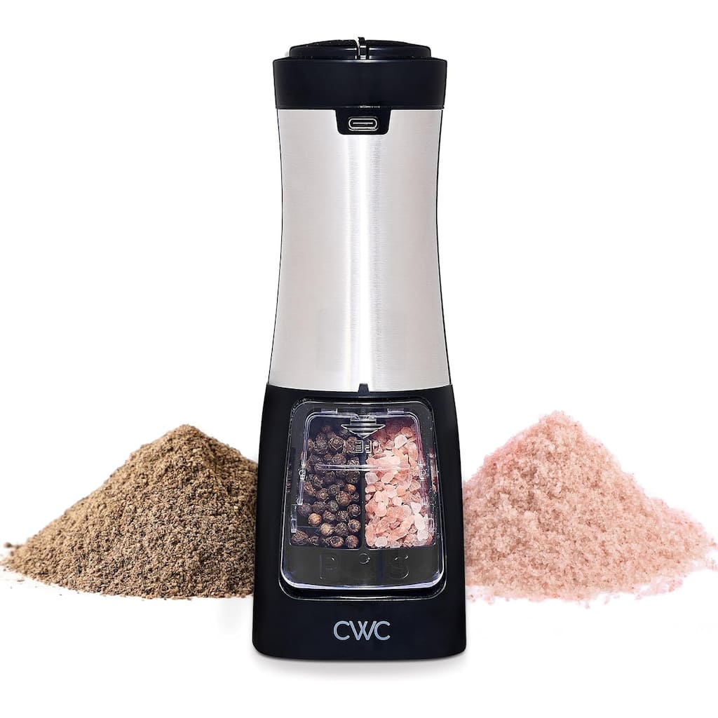 COOK WITH COLOR 2-in-1 Rechargeable Salt & Pepper Shaker - 2 Grinders for Salt and Pepper