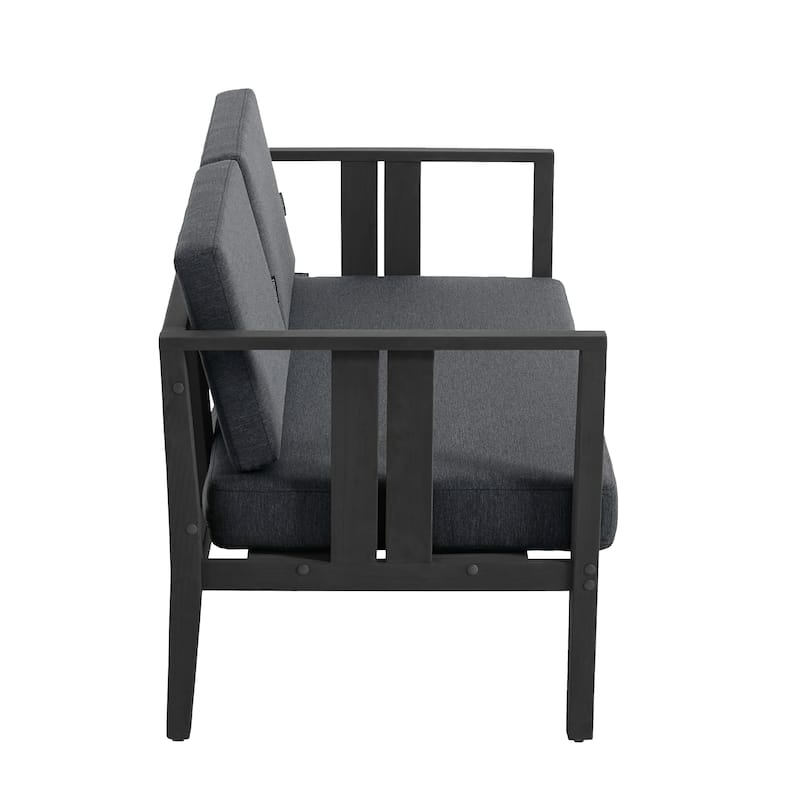 Outdoor Patio Wood Loveseat with Cushion