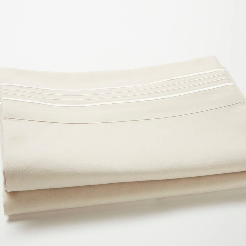 Authentic Hotel and Spa 1800 TC Brushed Microfiber Standard Pillowcase (2PC Set) with 4 Line Embroidery