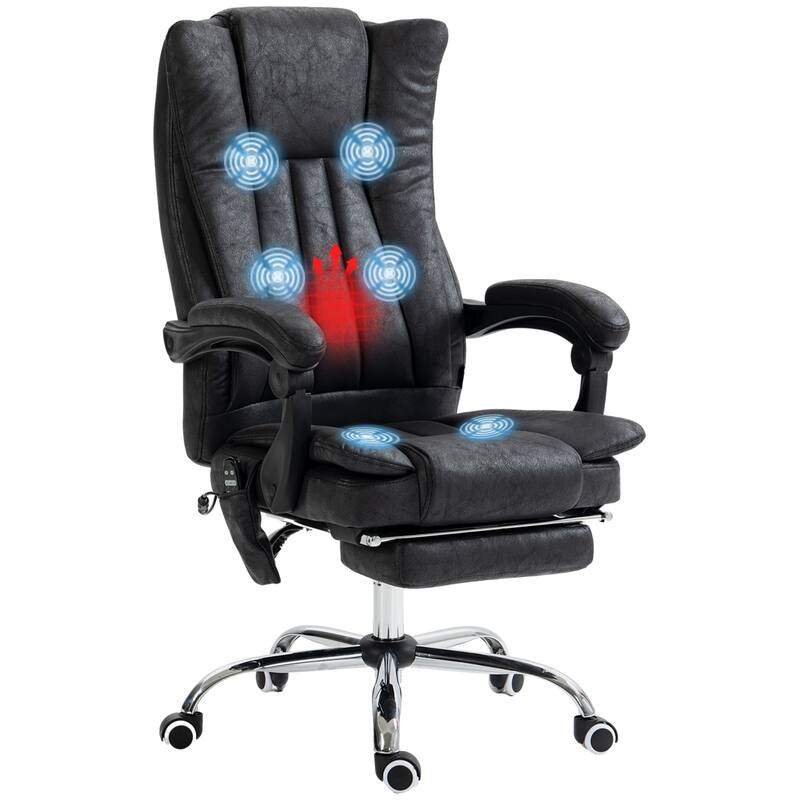 Heated Reclining Office Chair Massage Chair with Footrest, Computer Chair Executive Chair for Home Office