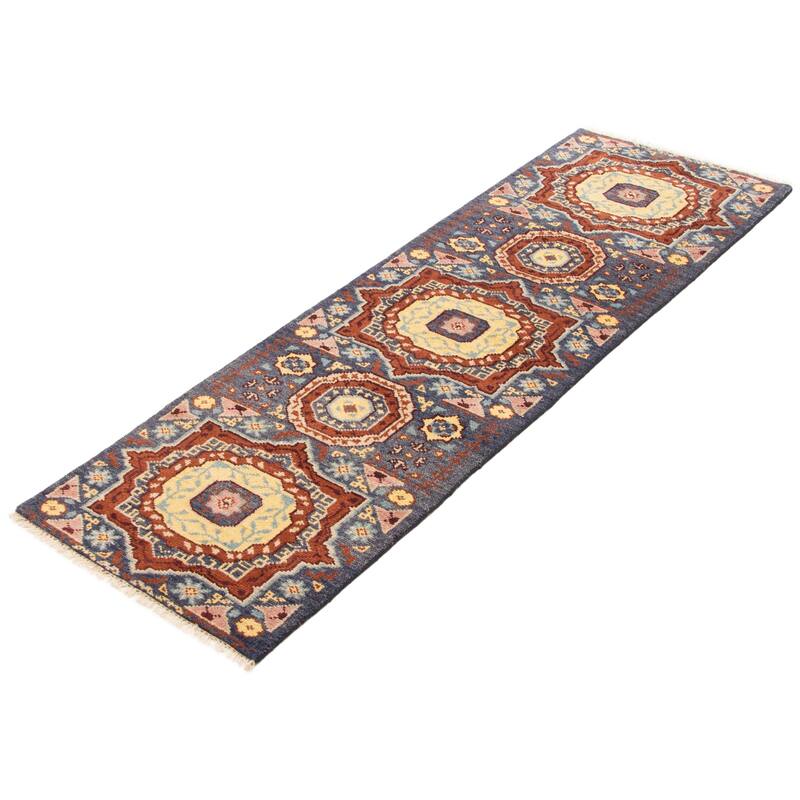 ECARPETGALLERY Hand-knotted Serapi Heritage Navy Wool Rug - 2'6 x 8'1
