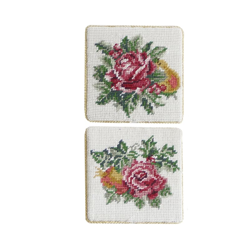 Victorian Christmas Coaster Petit Point Coaster