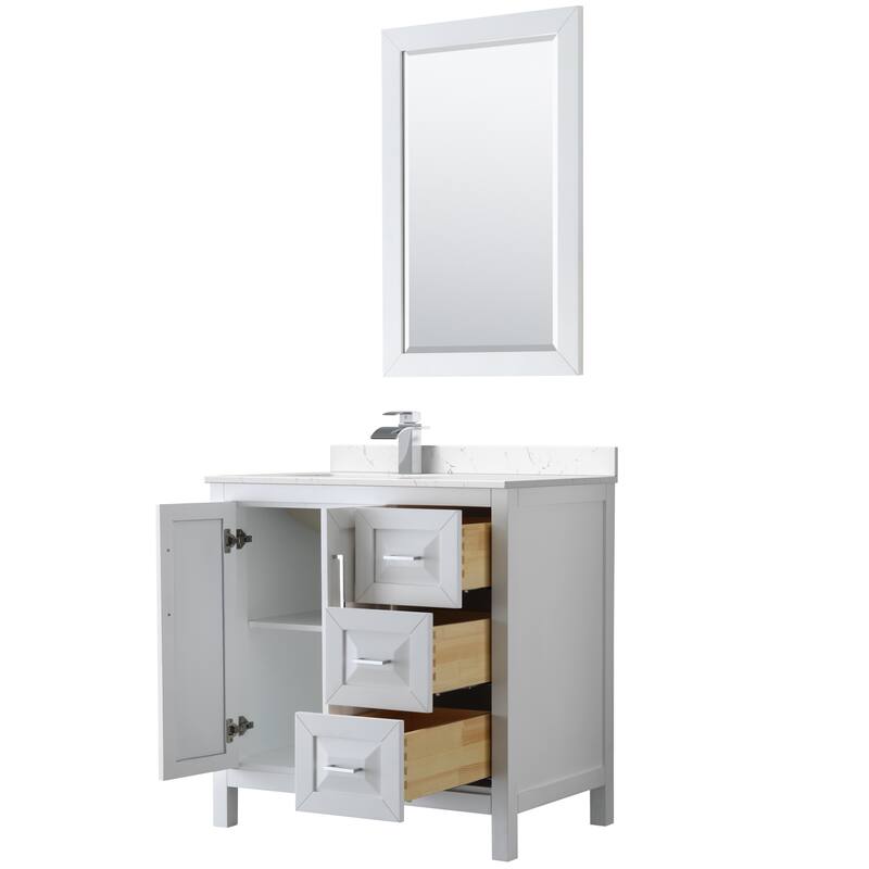 Daria 36-inch Single Vanity, Cultured Marble Top, 24-inch Mirror