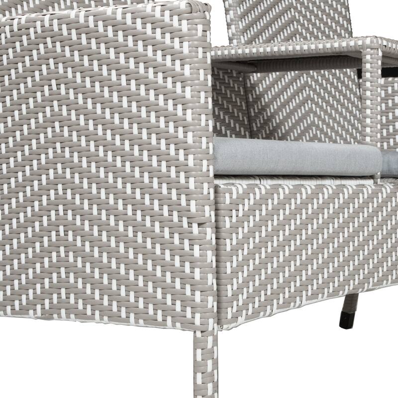 Lulu French Wicker Patio Loveseat with Built-in Glass End Table by Furniture of America