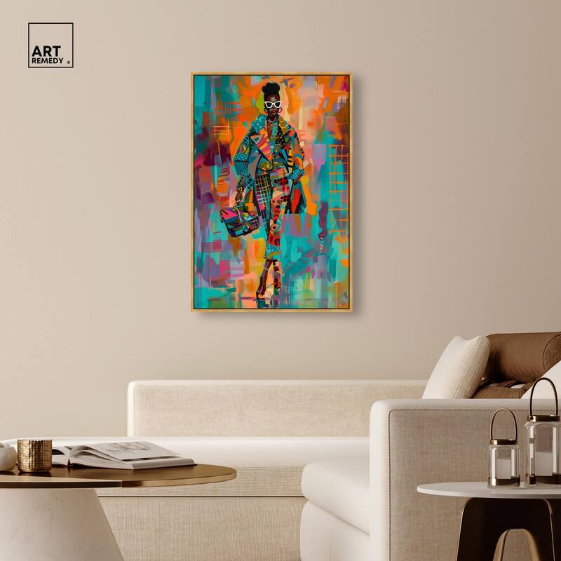 Bold Patchwork Style Canvas by Art Remedy