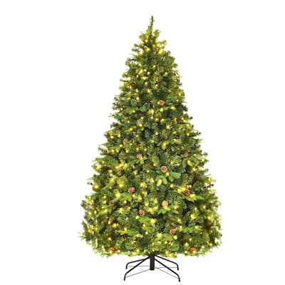 Gymax Pre-Lit 7' Artificial Christmas Tree Premium Spruce Hinged 460 - See Details