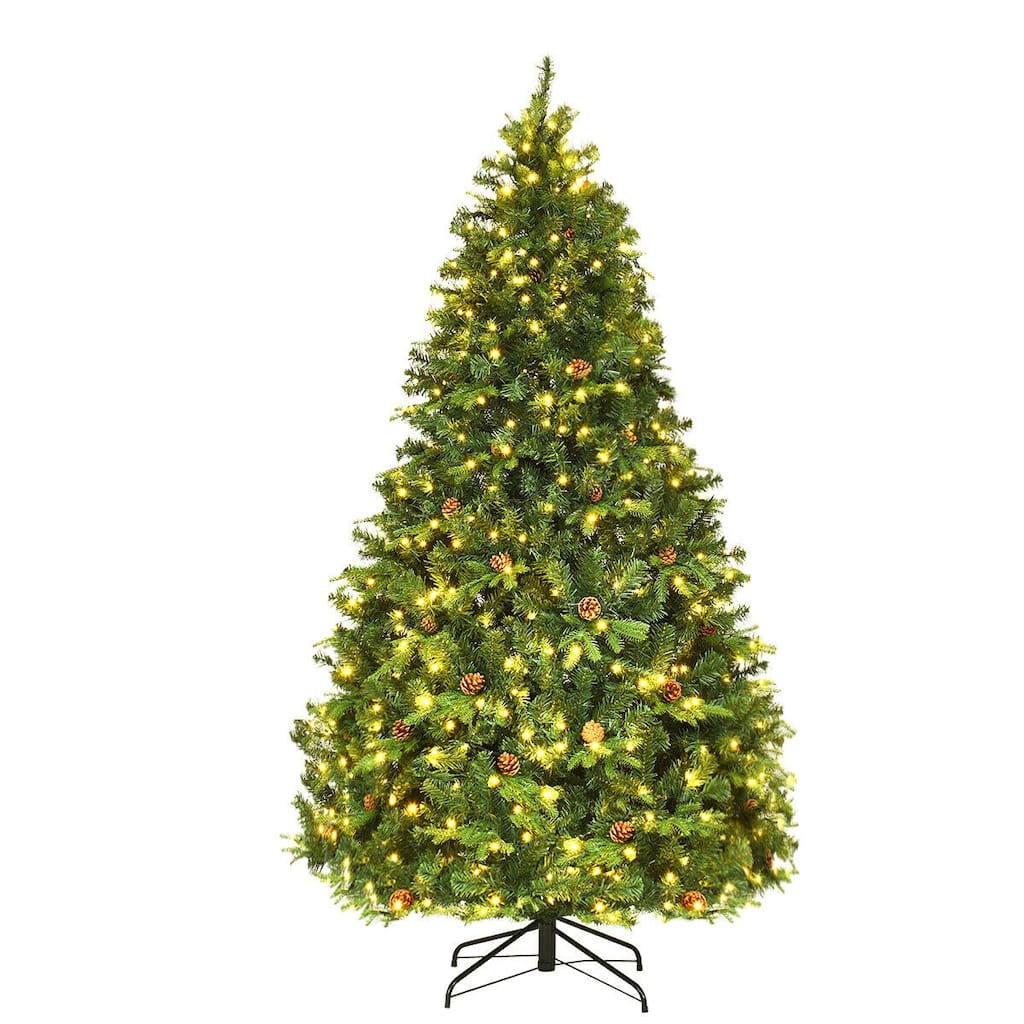 Gymax Pre-Lit 7' Artificial Christmas Tree Premium Spruce Hinged 460 - See Details