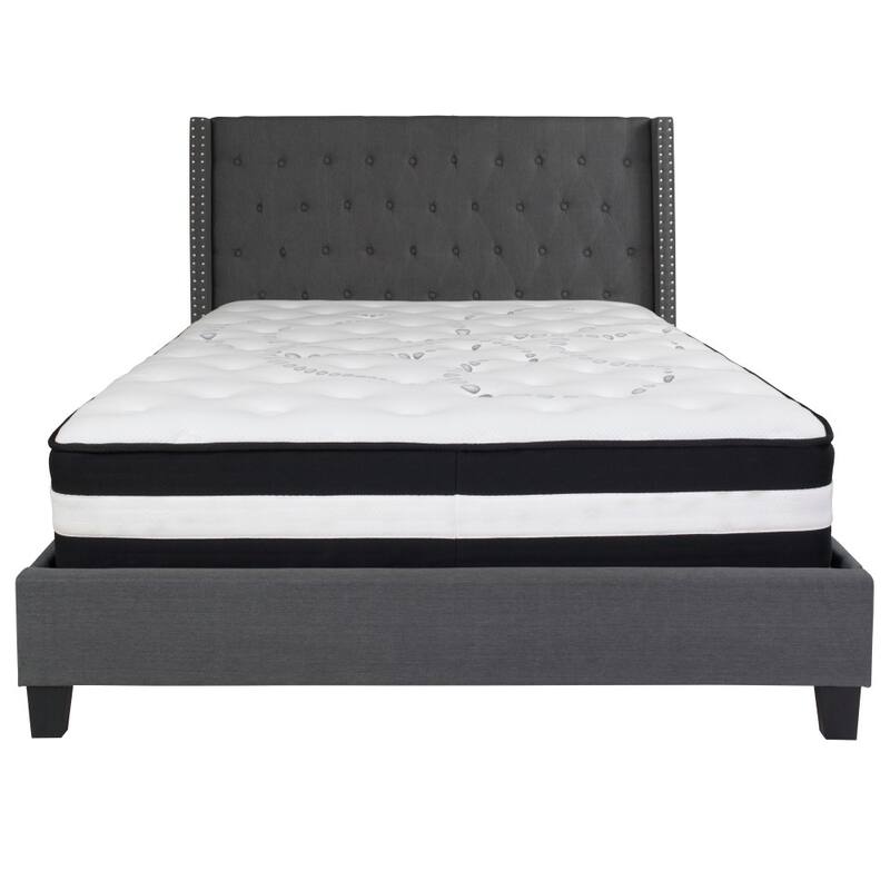 Tufted Upholstered Platform Bed with Pocket Spring Mattress