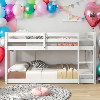 Kids and Baby Twin over Twin Low Height Design Floor Bunk Bed