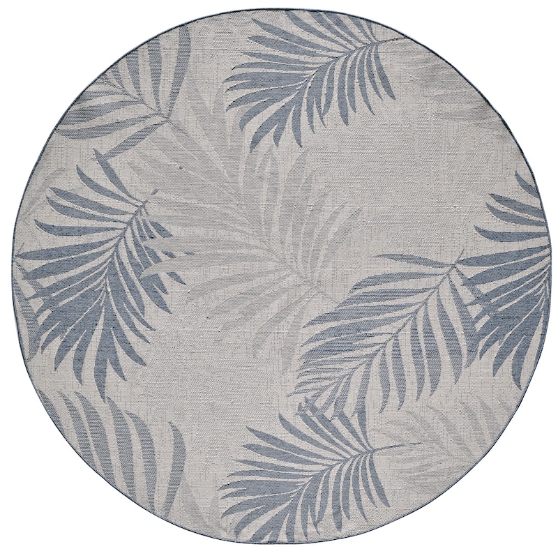 Domani Speak Tropical Palm Indoor / Outdoor Area Rug - 7'10" Round - Natural