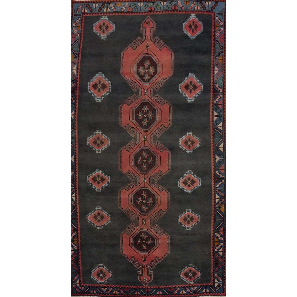 Hand Knotted Oriental 100% Wool Carpet Traditional Tribal Greys & Charcoal Tabriz Area Rug - 8' 8'' X 4' 6''