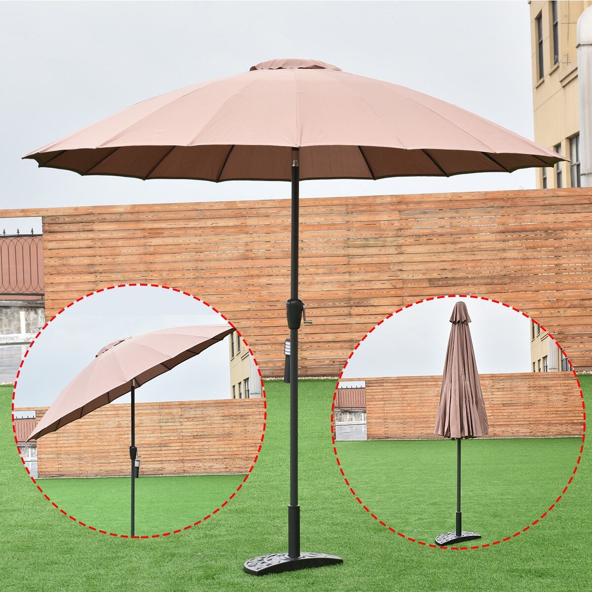 Shop Black Friday Deals On Costway Outdoor 9ft Patio Umbrella Sunshade Cover Market Garden Cafe Crank Tilt Tan Overstock 15943332
