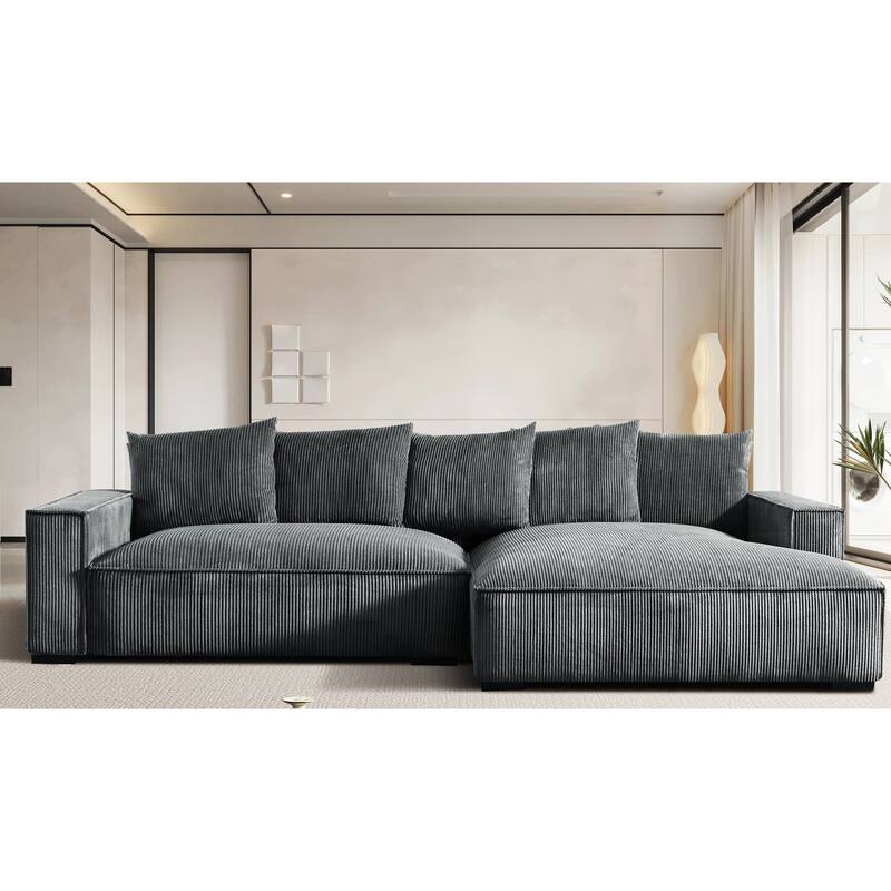 Transitional Luxe Upholstered Living Room Sectional 106.7 inch - Grey - Right Facing