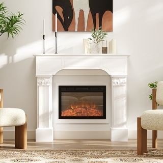 Electric Fireplace With White Mantelnull